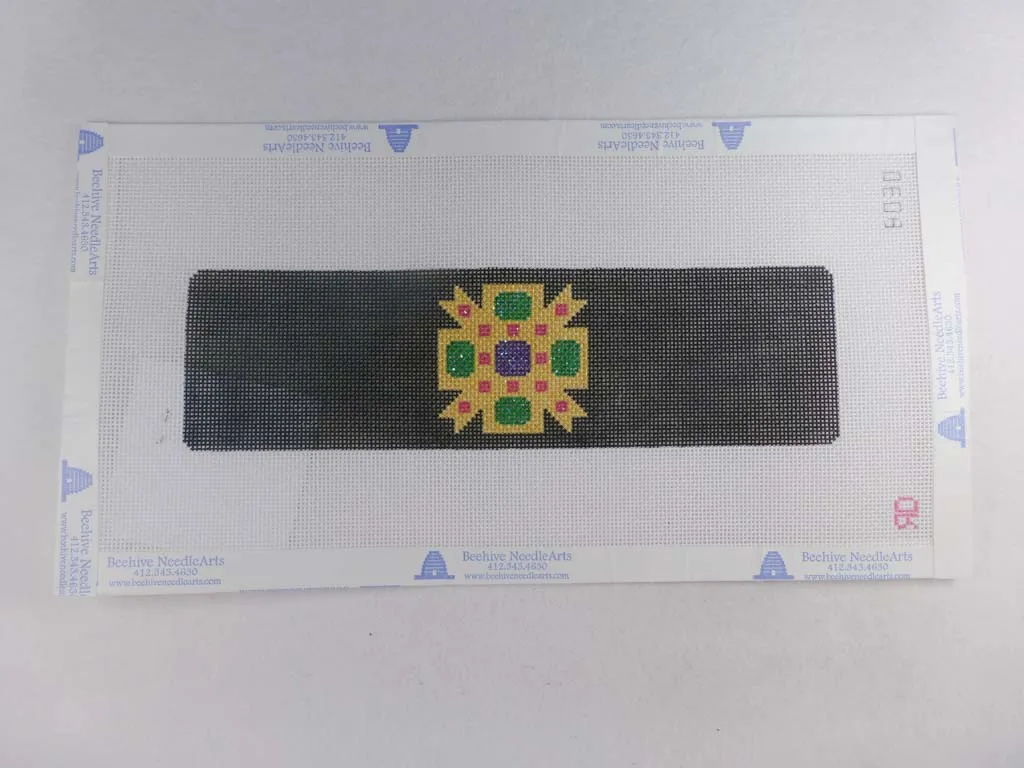 * Rachel Donley Needlepoint RD BO30 Black Gold Jeweled Cuff