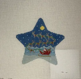 * Susan Roberts Needlepoint 5788 Sleigh and 8 Reindeer Star