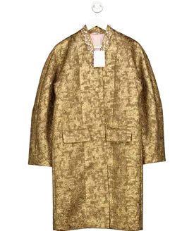 & Other Stories Tailored Gold Jacquard Coat UK XS
