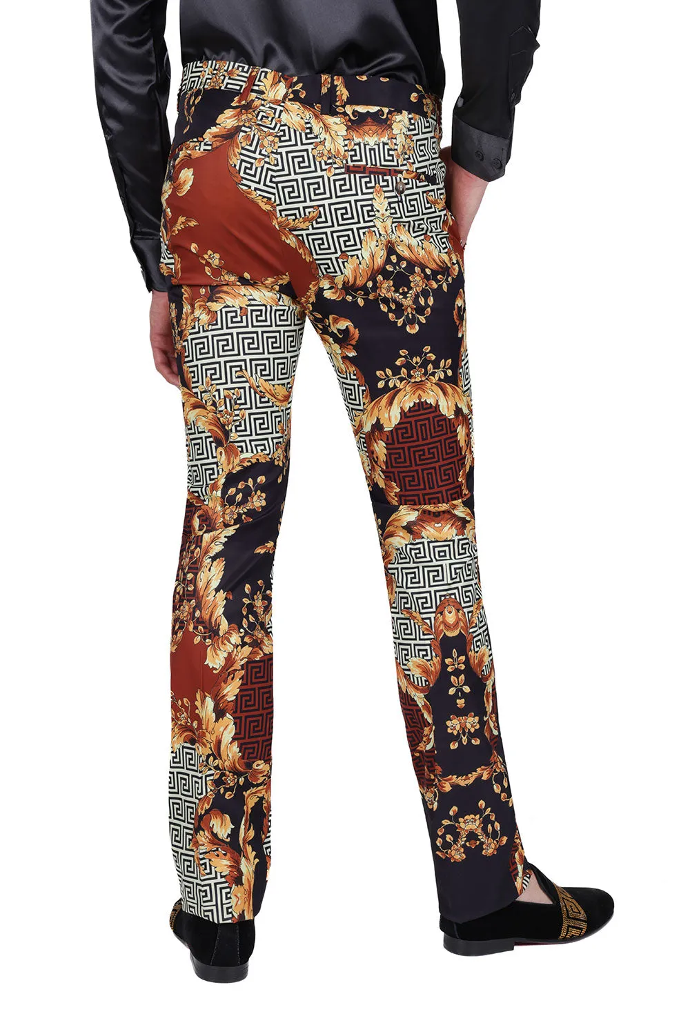 Barabas Pleasure Seeking CP169 Floral  Slim Fit Pants Saddle