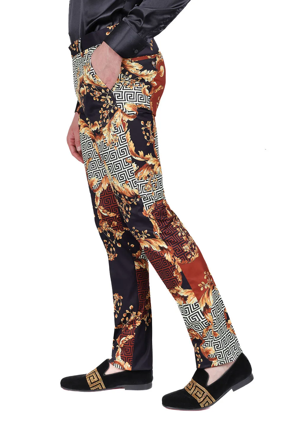 Barabas Pleasure Seeking CP169 Floral  Slim Fit Pants Saddle