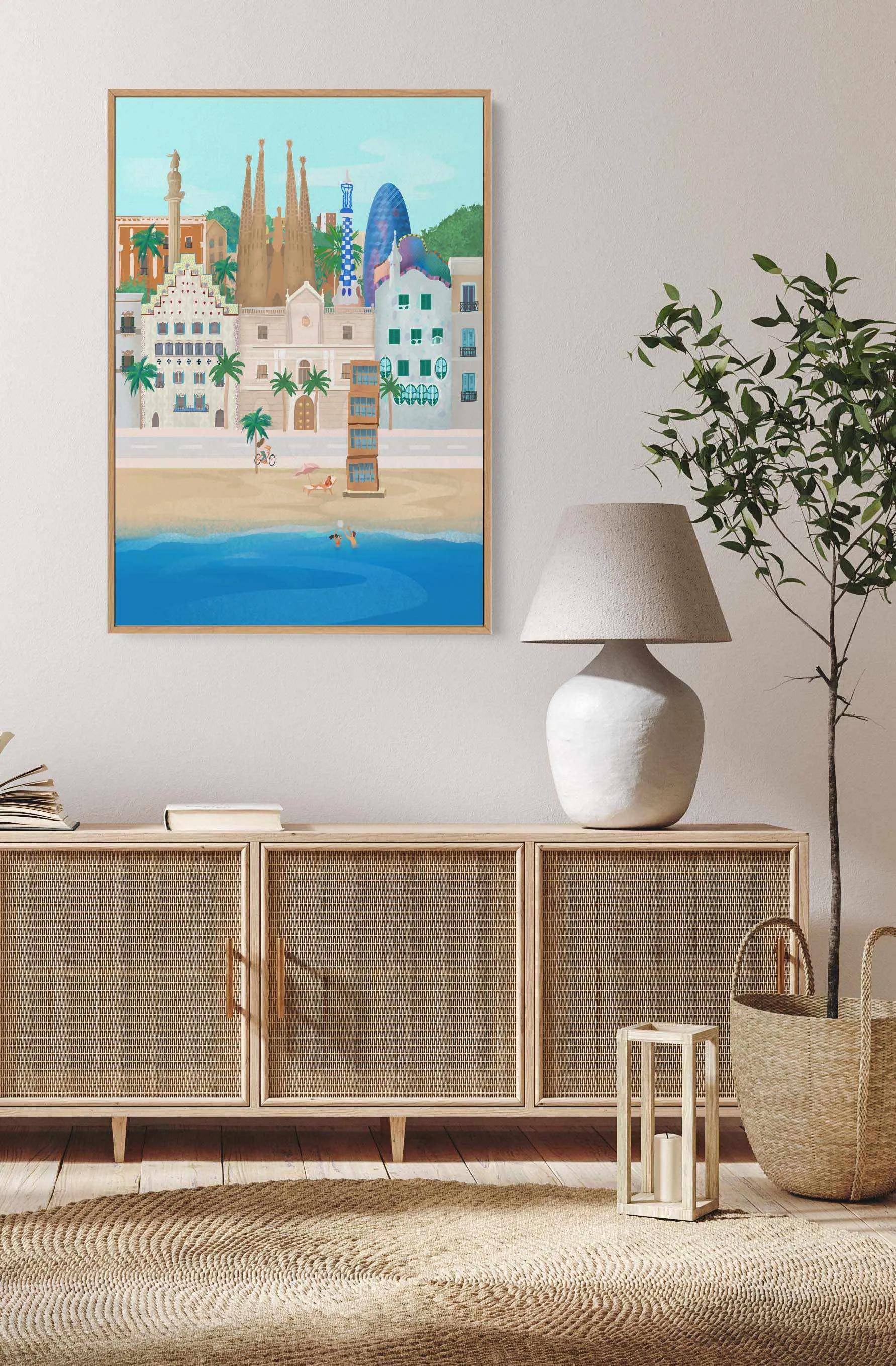 Barcelona By Petra Lizde | Framed Canvas Art Print