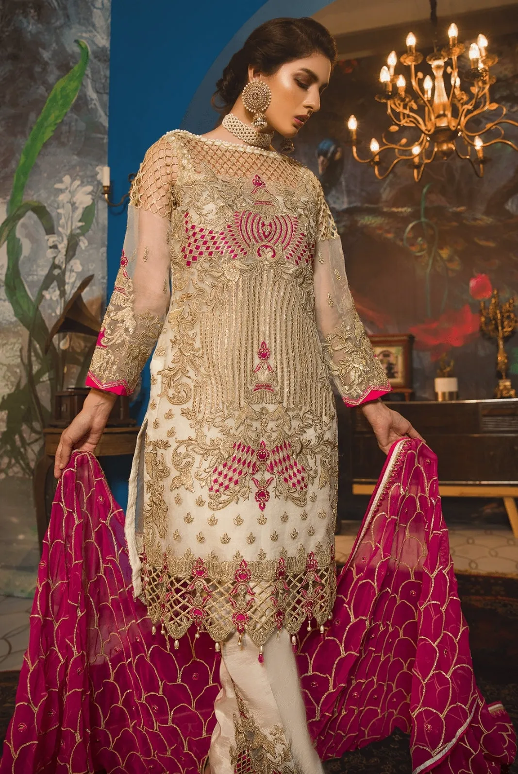 Beautiful trouser design with organza shirt # P2686