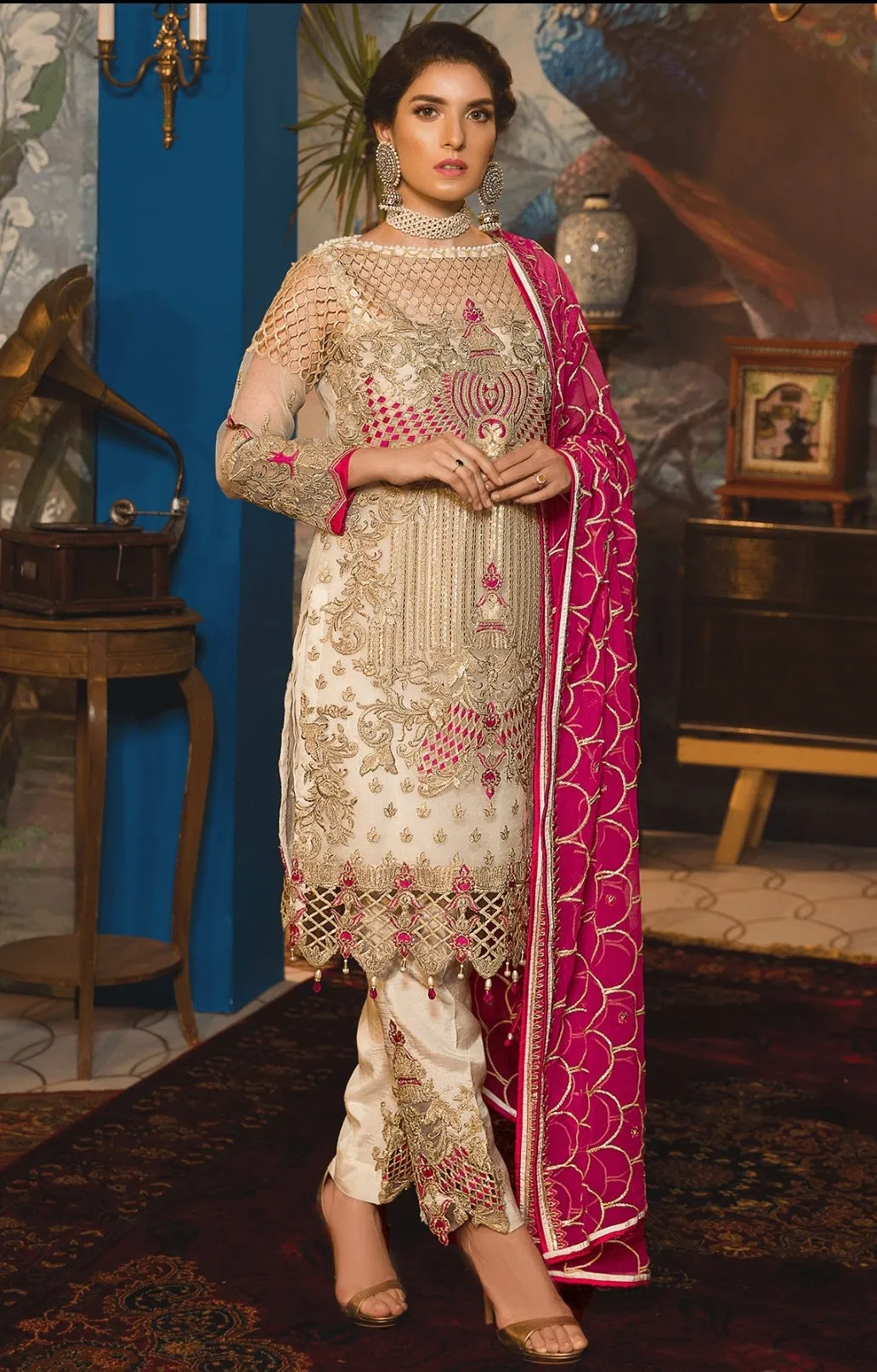 Beautiful trouser design with organza shirt # P2686