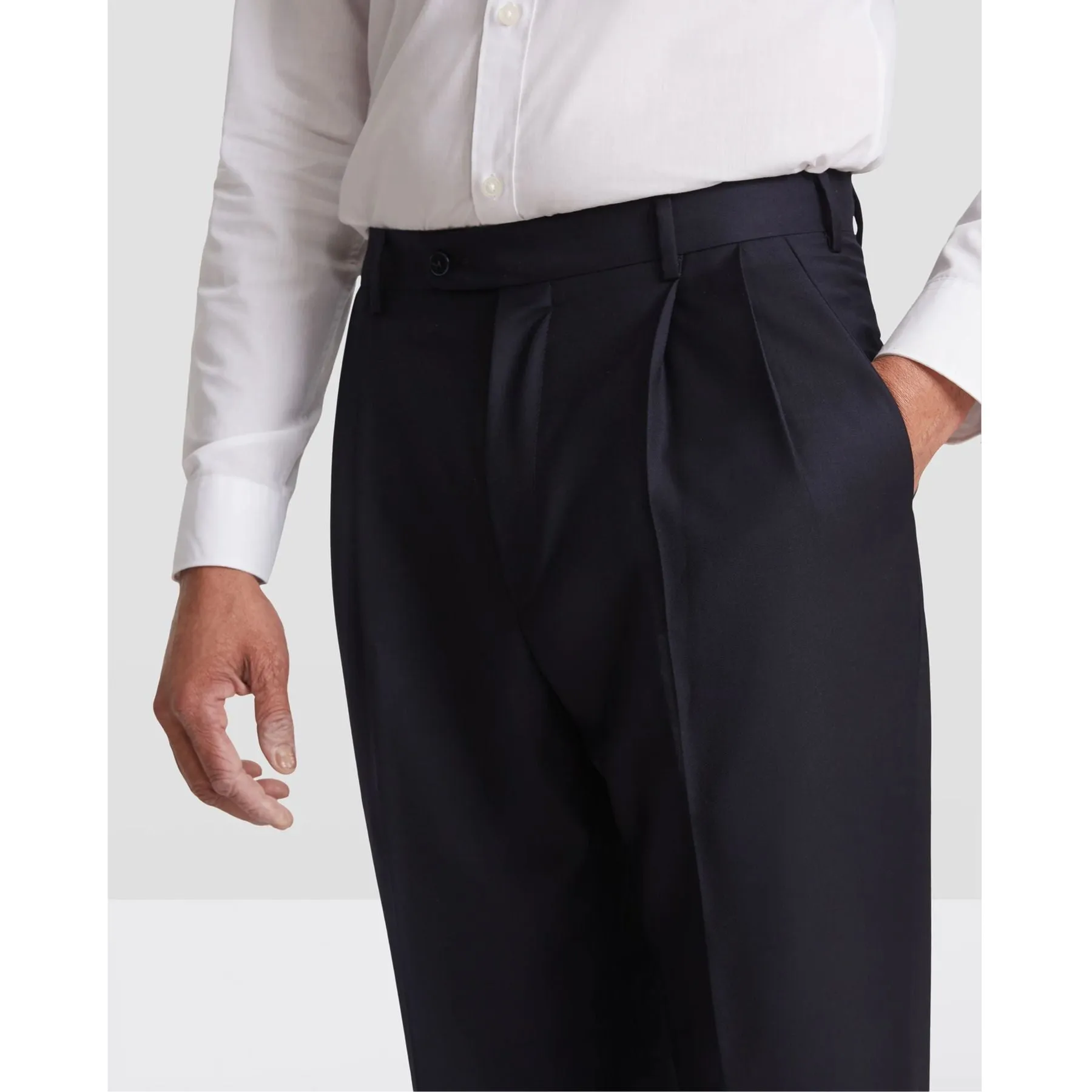 Bennett Double Pleated Super 120s Wool Serge Trouser in Midnight (Full Fit) by Zanella
