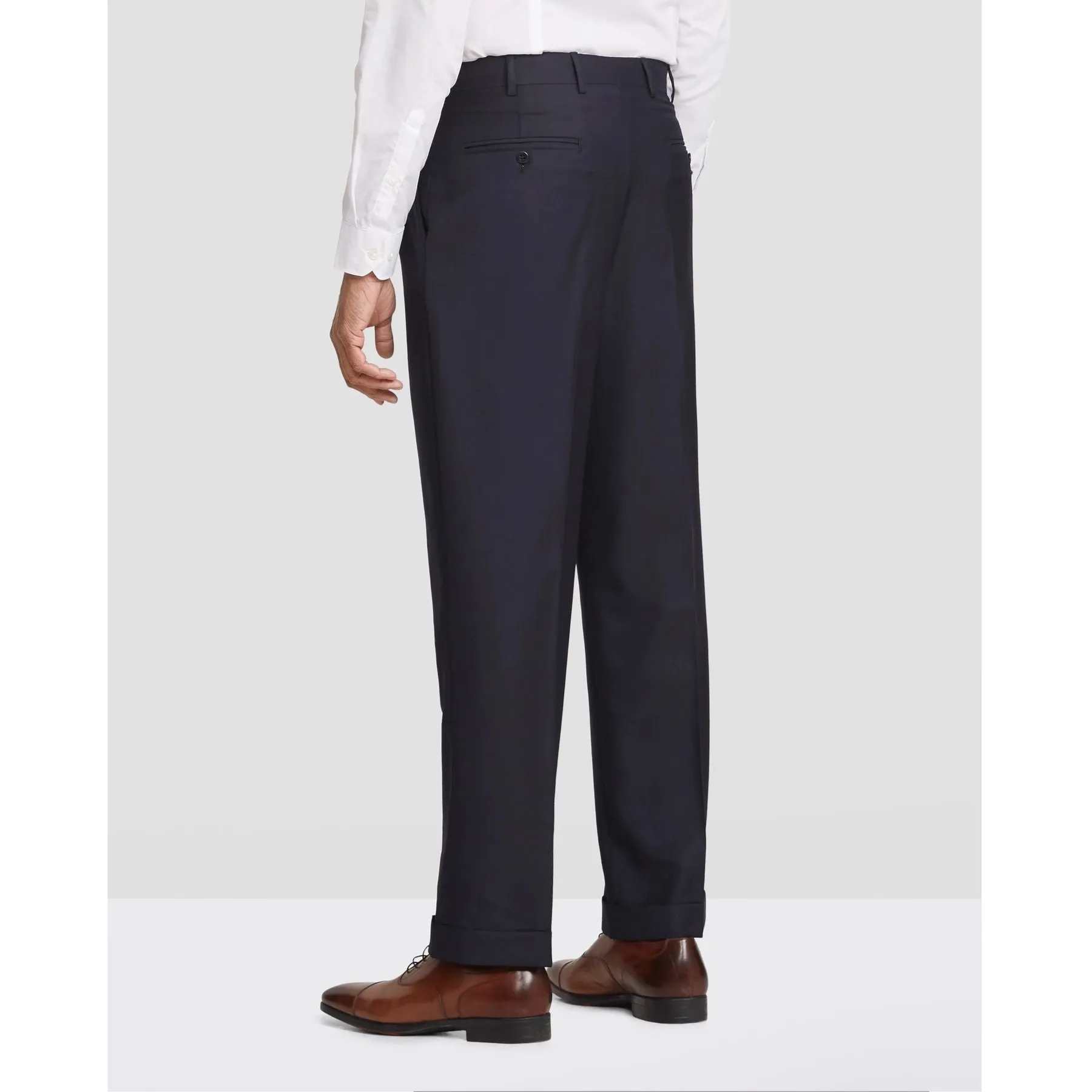 Bennett Double Pleated Super 120s Wool Serge Trouser in Midnight (Full Fit) by Zanella