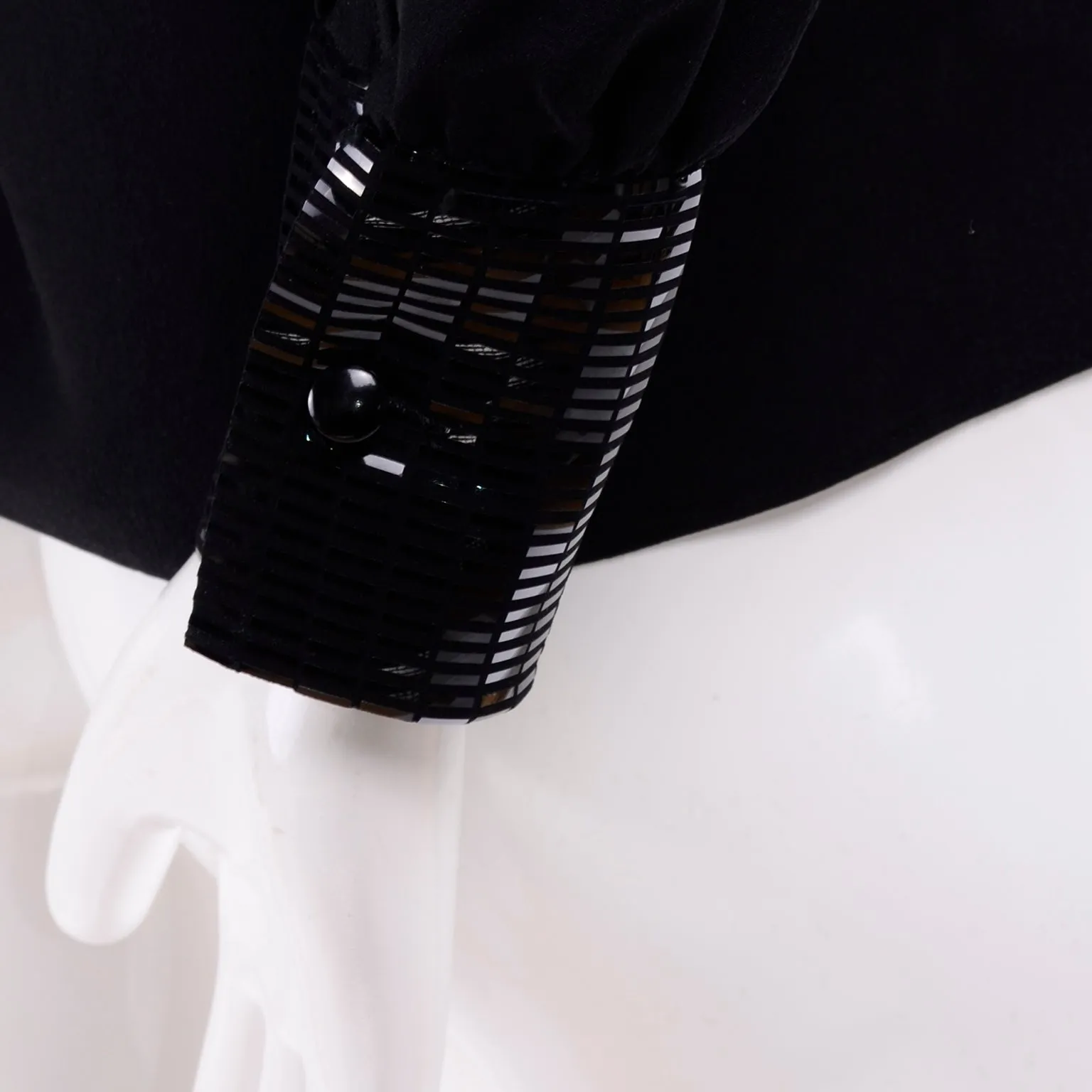 Bernard Perris Vintage Silk Black Blouse W Beaded Dickie