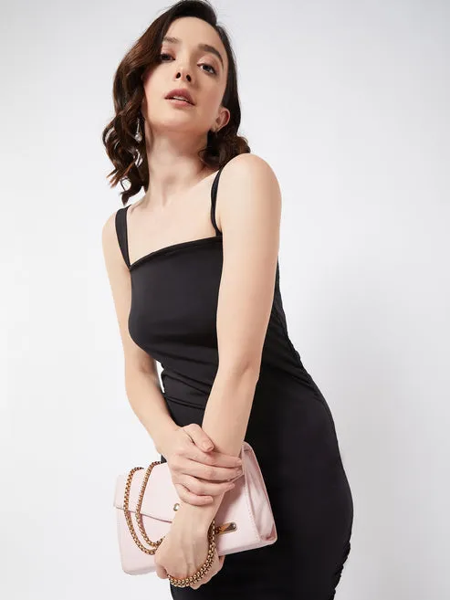 Black Bodycon Ruched Dress