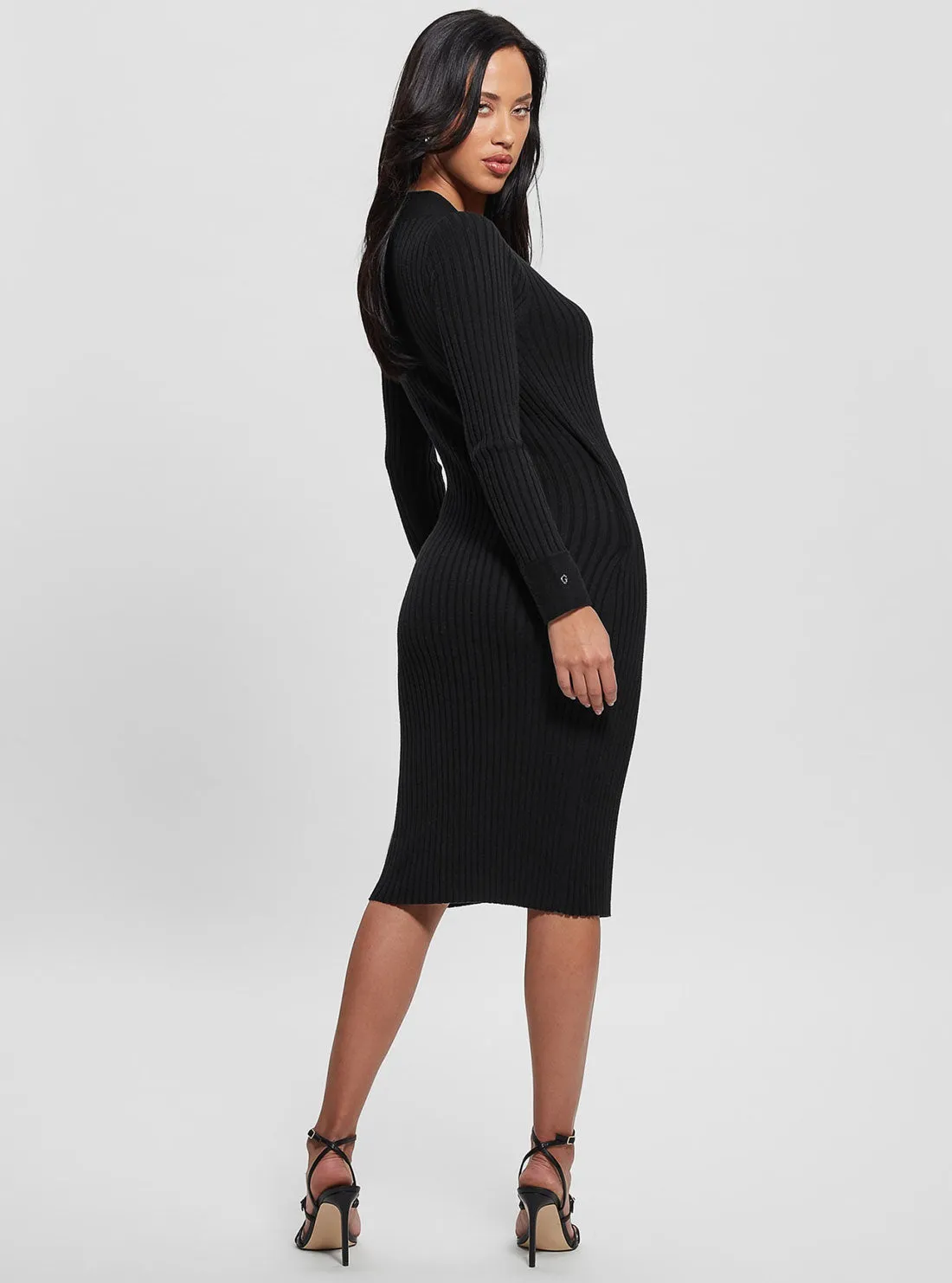Black Cecile Knit Midi Dress