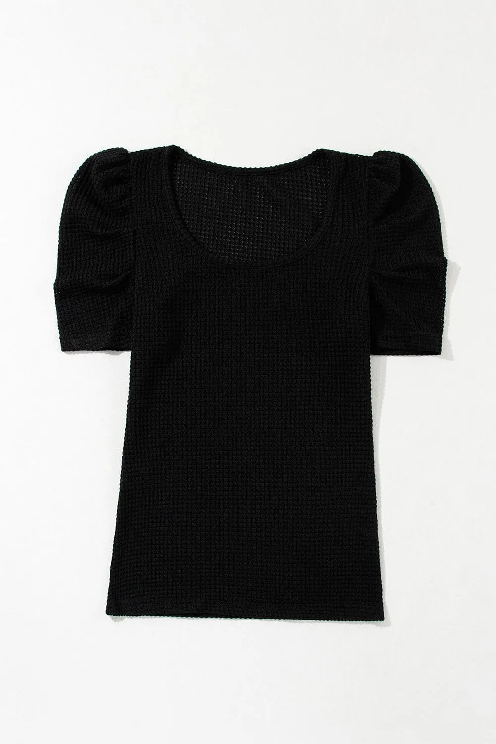 Black Knit T-Shirt with Sheer Accent
