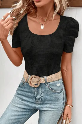 Black Knit T-Shirt with Sheer Accent