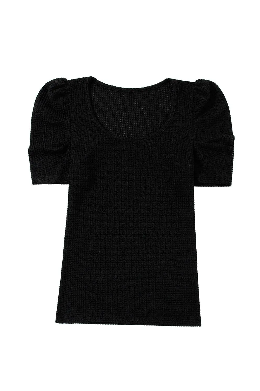 Black Knit T-Shirt with Sheer Accent