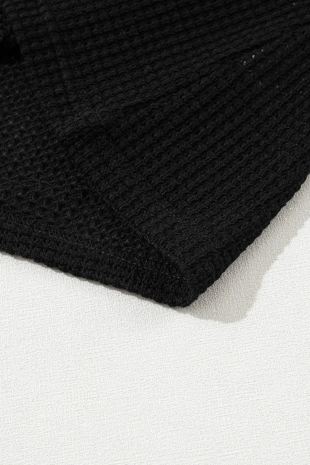 Black Knit T-Shirt with Sheer Accent