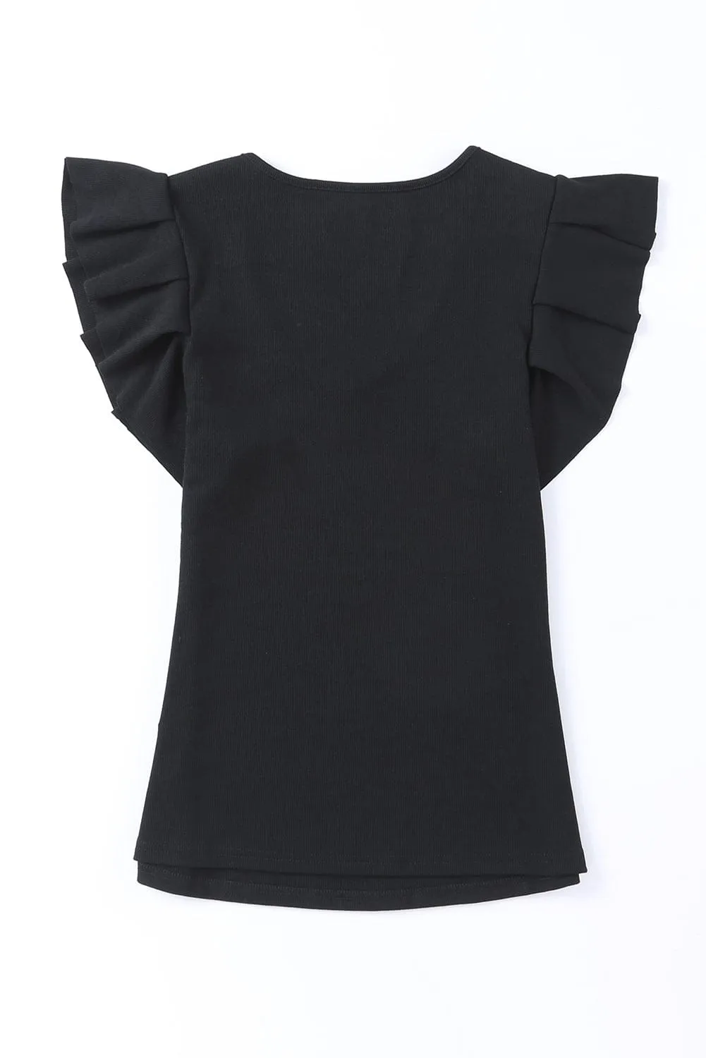 Black Knit T-Shirt with Sheer Accent