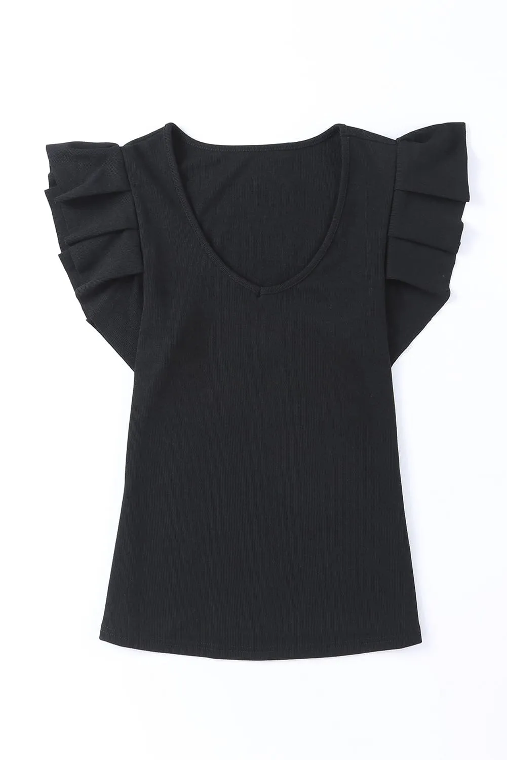 Black Knit T-Shirt with Sheer Accent