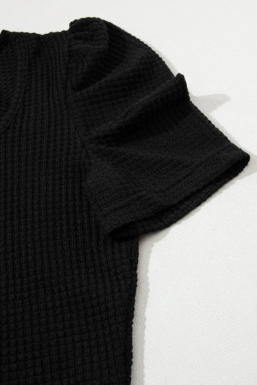 Black Knit T-Shirt with Sheer Accent