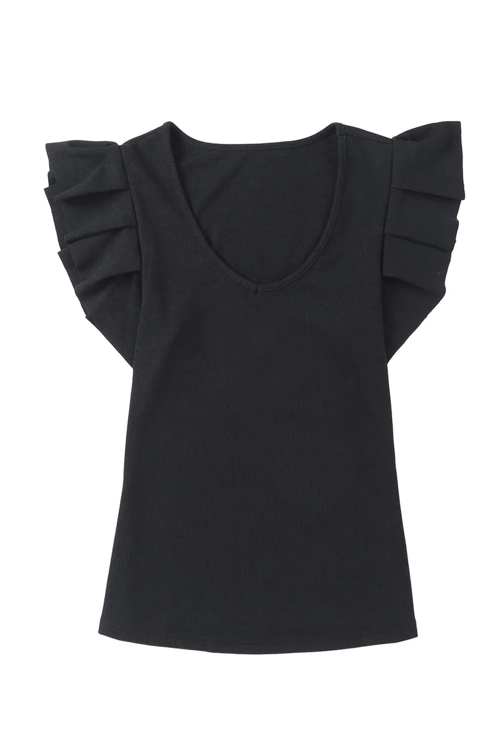 Black Knit T-Shirt with Sheer Accent