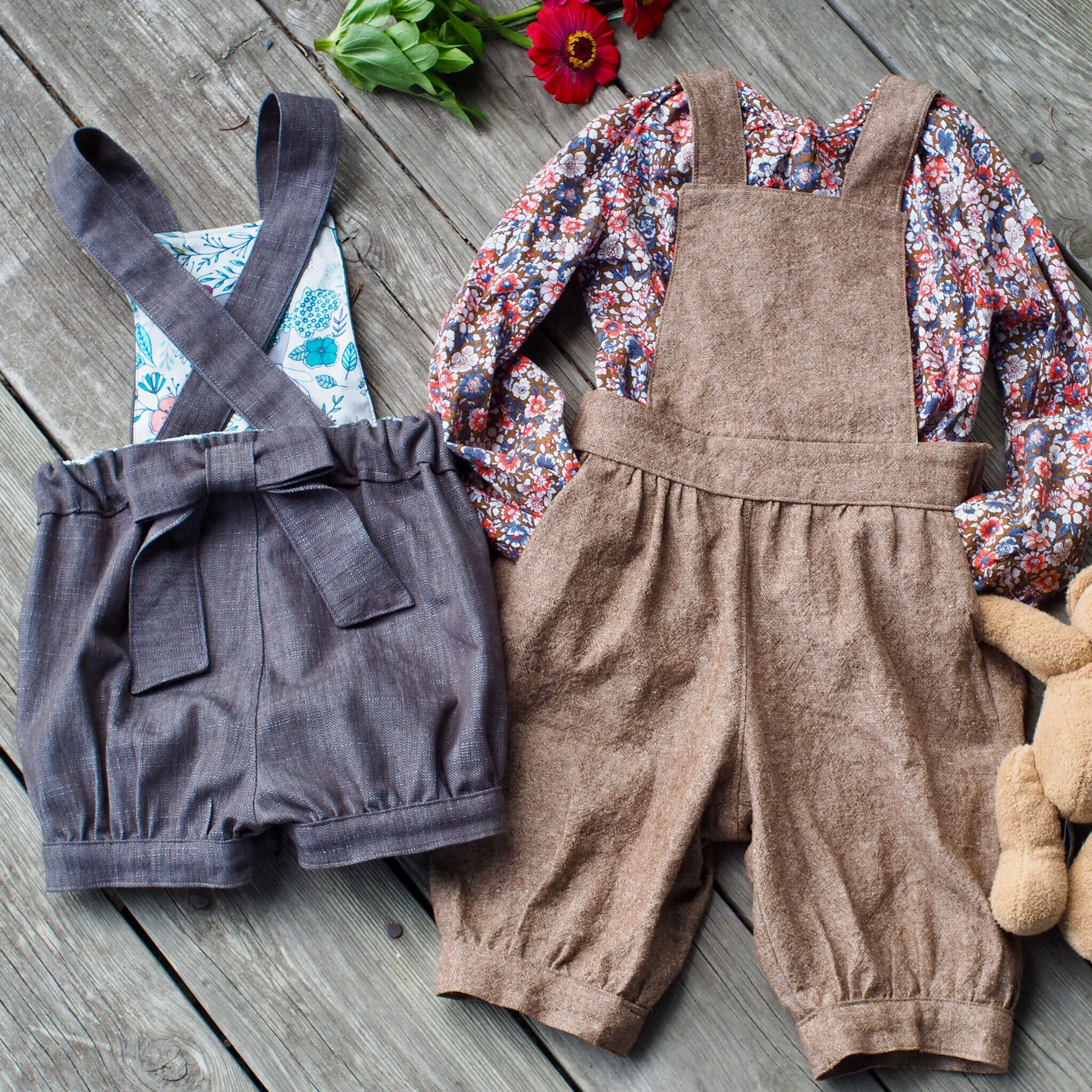 BUNDLE Pixie Essentials   Expansion Pack Sewing Patterns - Child ~ Shorts, Pants, Culottes, Romper   Suspenders
