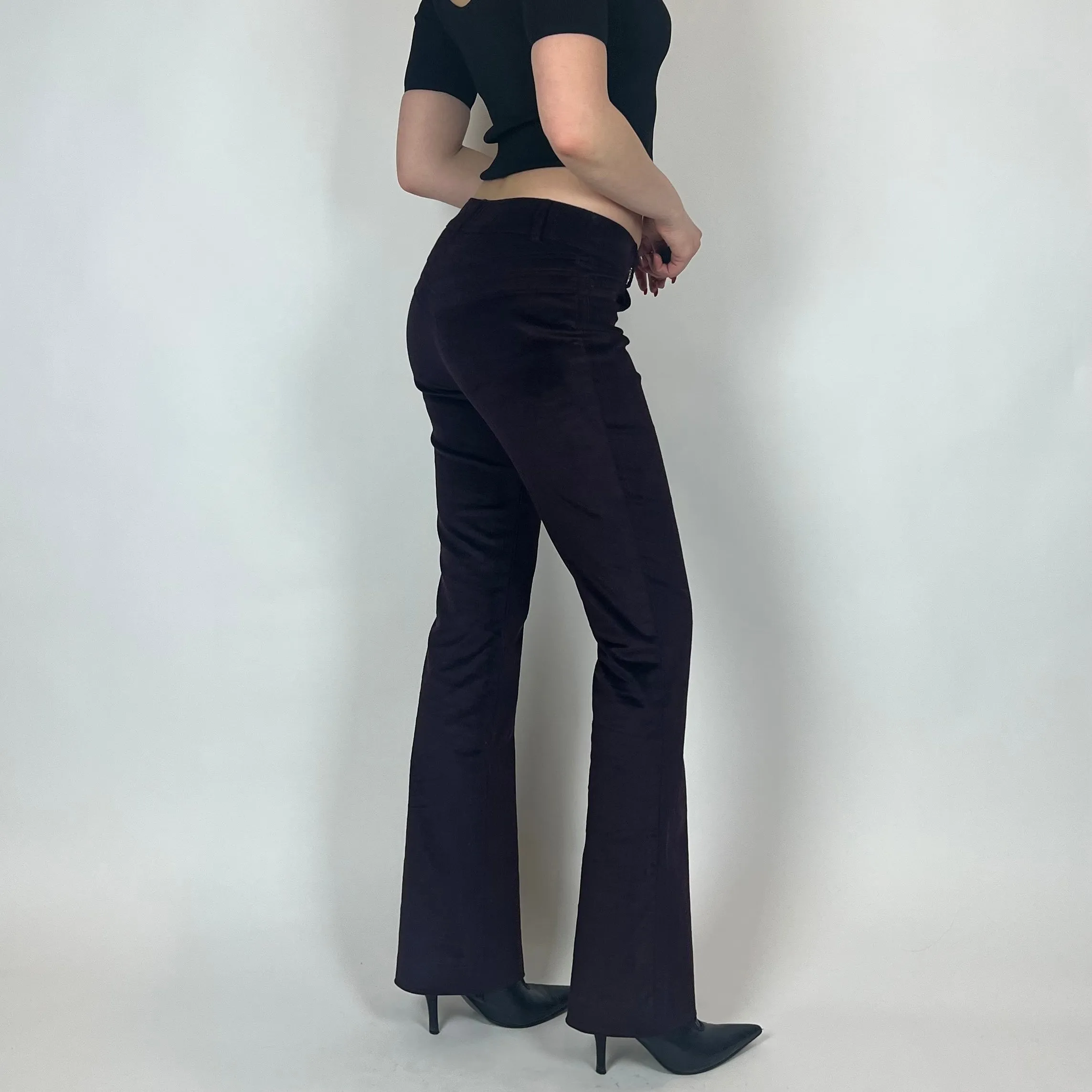 Caché Eggplant Low-Rise Corduroy Pants (S)