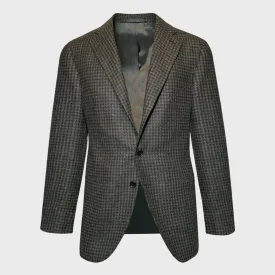 Caruso Mud Green Pied de Poule Tailoring Wool Tweed Jacket