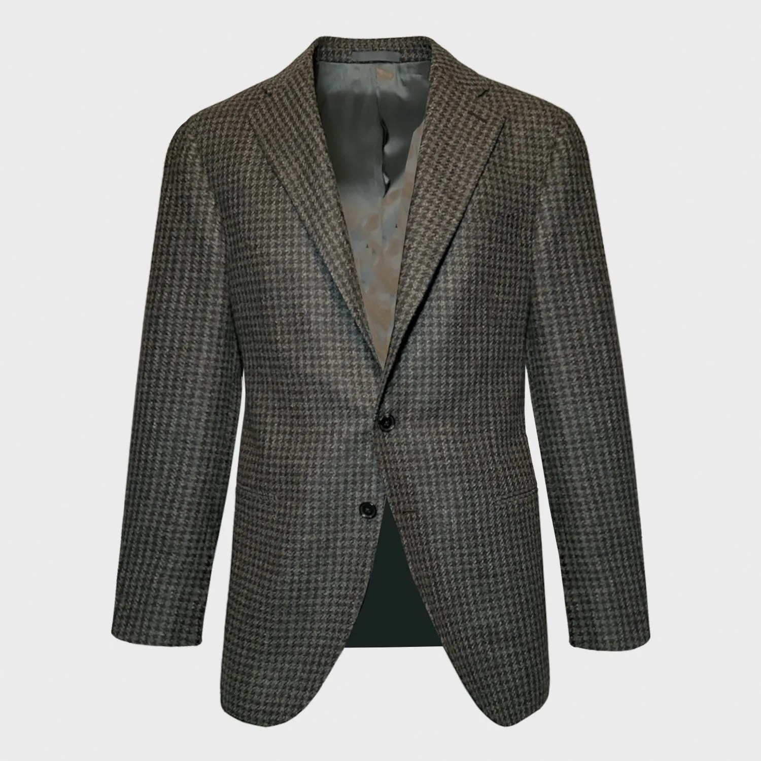 Caruso Mud Green Pied de Poule Tailoring Wool Tweed Jacket