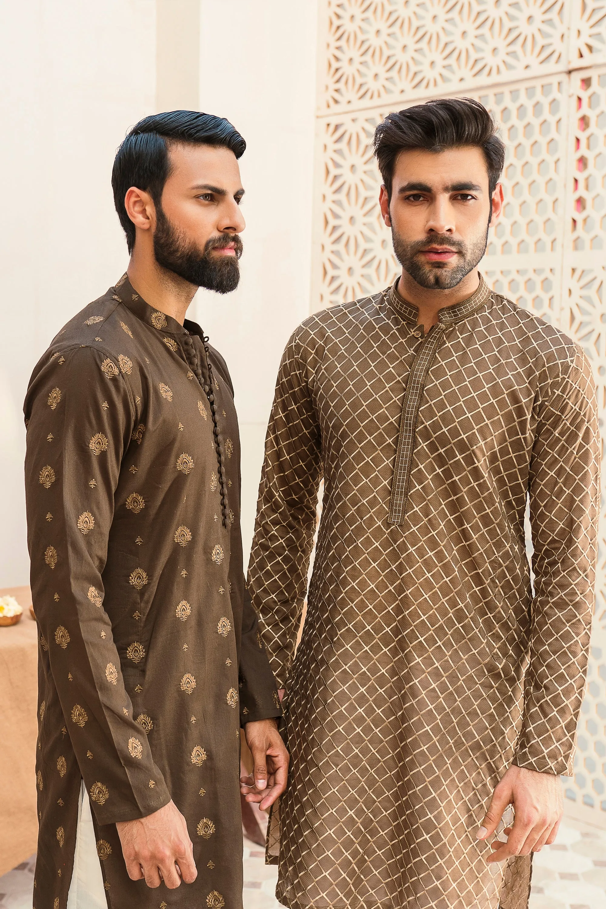 Champagne Monochromatic Embroidered Kurta