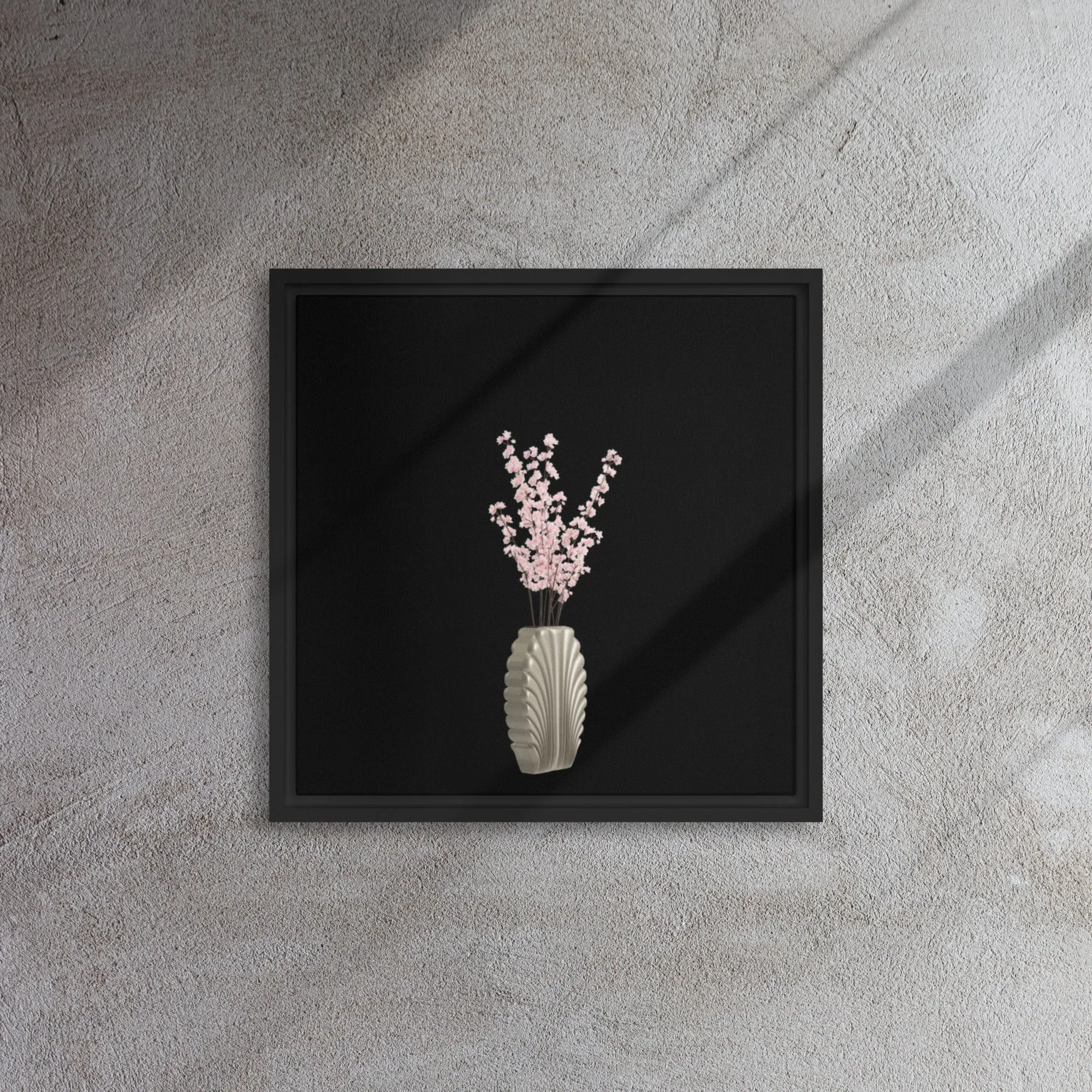 Cherry Blossoms in Vase Framed Canvas Print