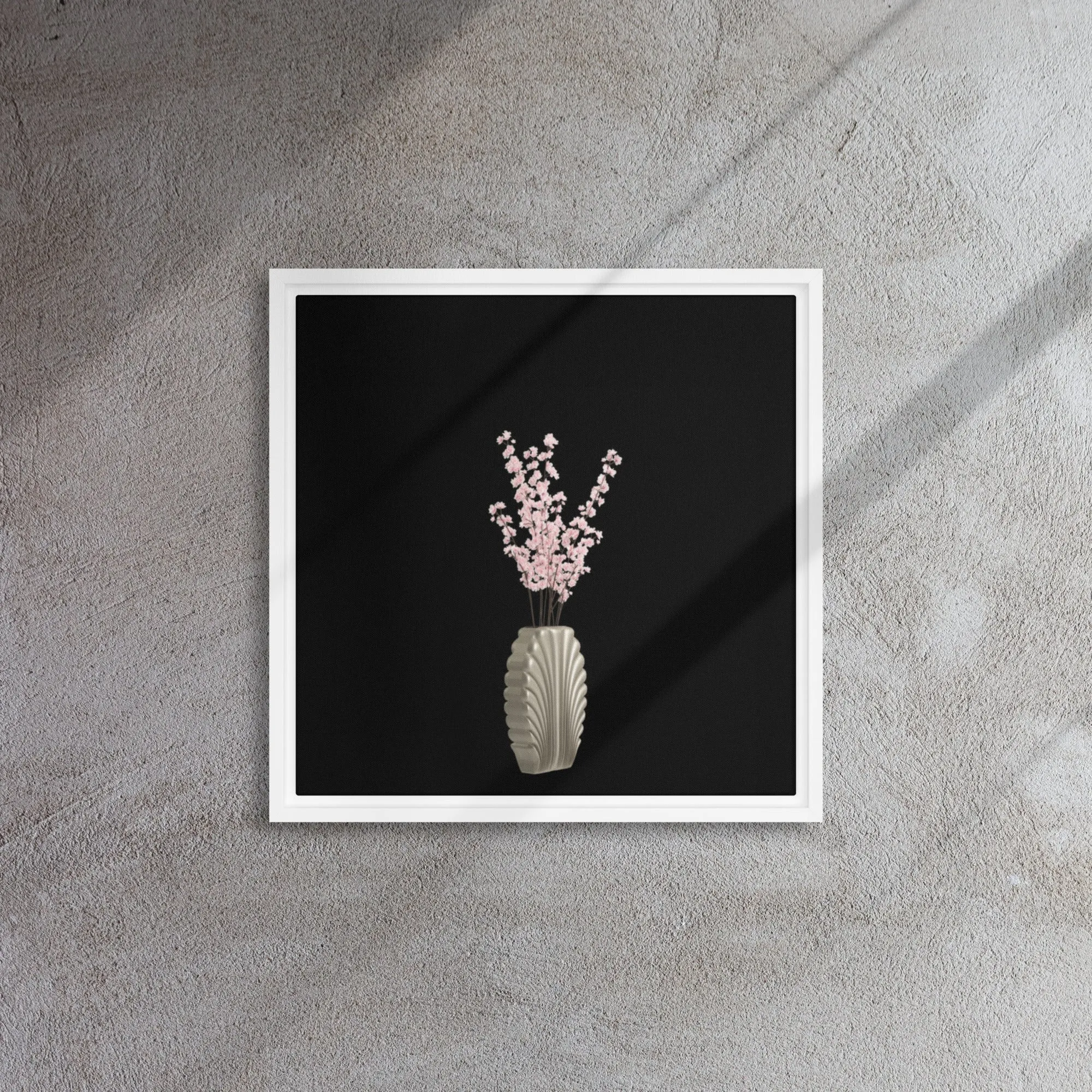 Cherry Blossoms in Vase Framed Canvas Print