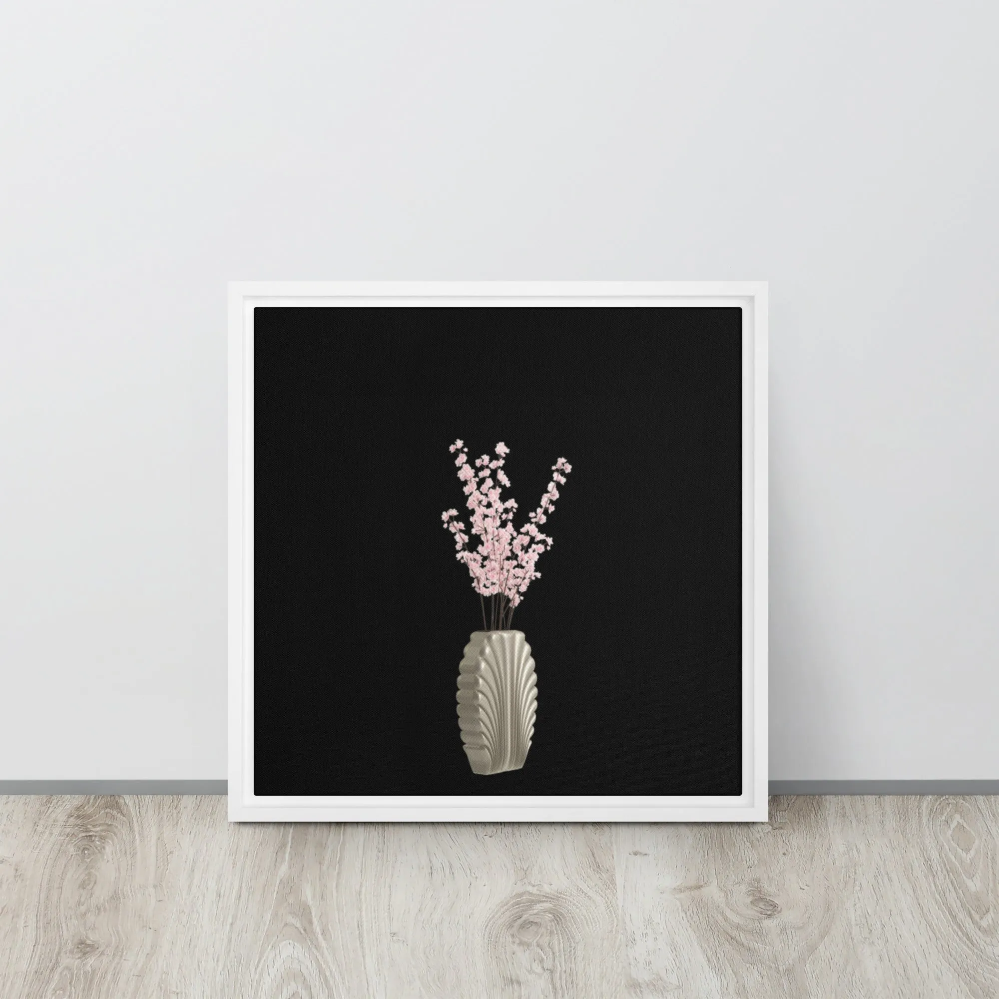 Cherry Blossoms in Vase Framed Canvas Print