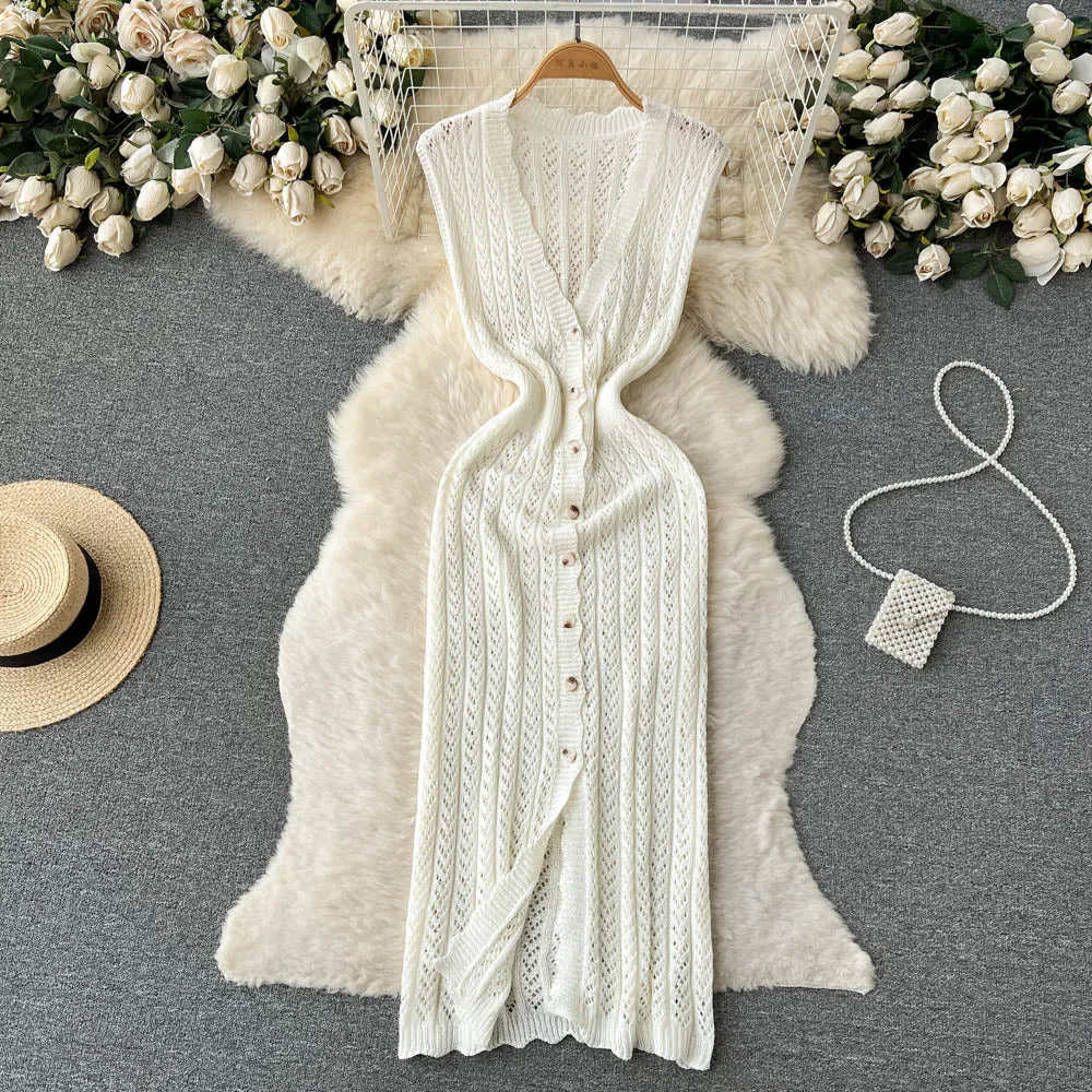 Chic Crochet Sleeveless Bodycon Dress