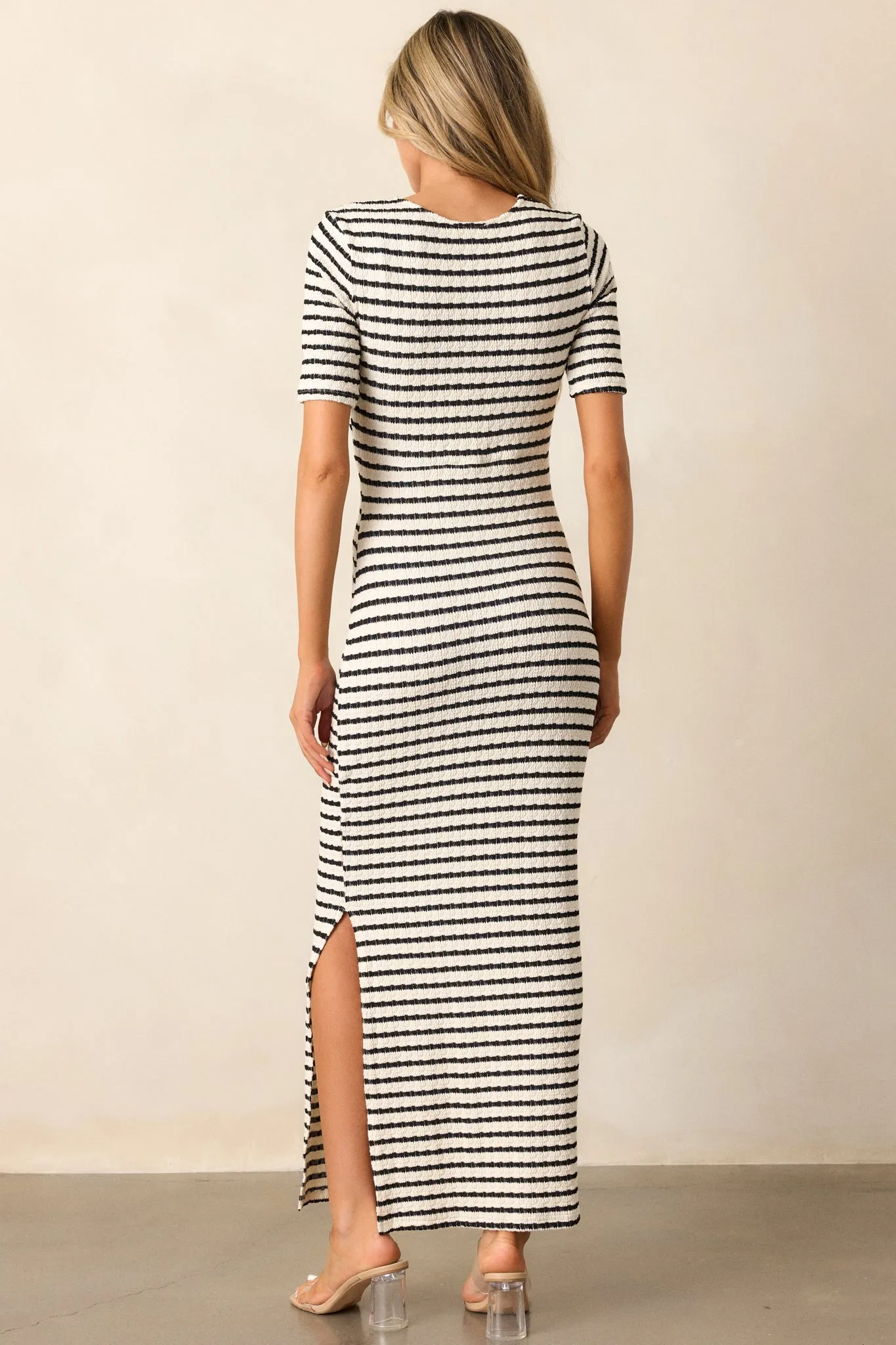 City Lights Black Stripe Bodycon Maxi Dress