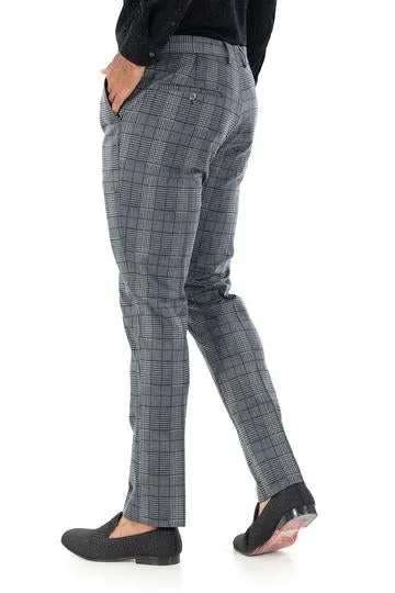 CP75 I BARABAS PLAID PANTS SLIM FIT I GREY-NAVY