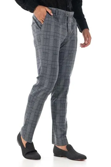 CP75 I BARABAS PLAID PANTS SLIM FIT I GREY-NAVY