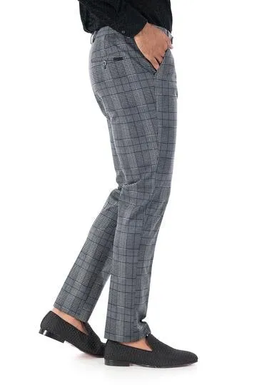 CP75 I BARABAS PLAID PANTS SLIM FIT I GREY-NAVY