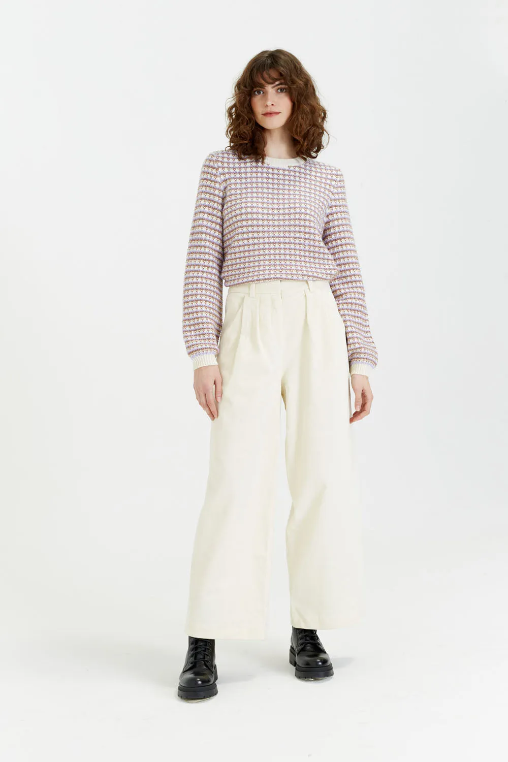 Cream Cotton Corduroy Isabella Trousers