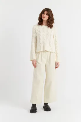 Cream Cotton Corduroy Isabella Trousers
