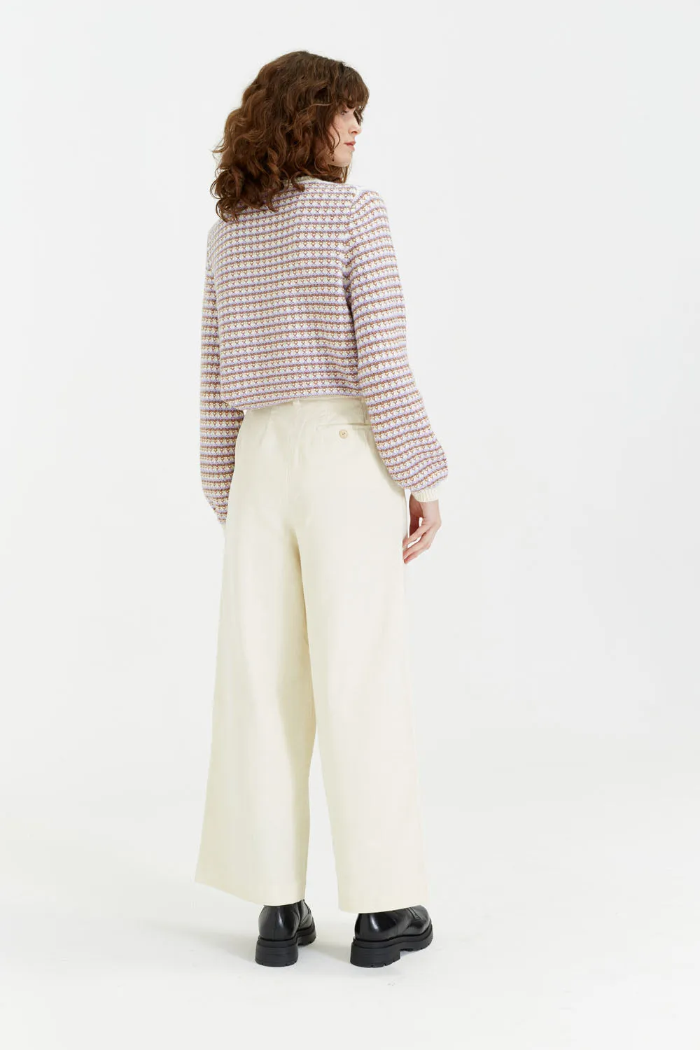 Cream Cotton Corduroy Isabella Trousers