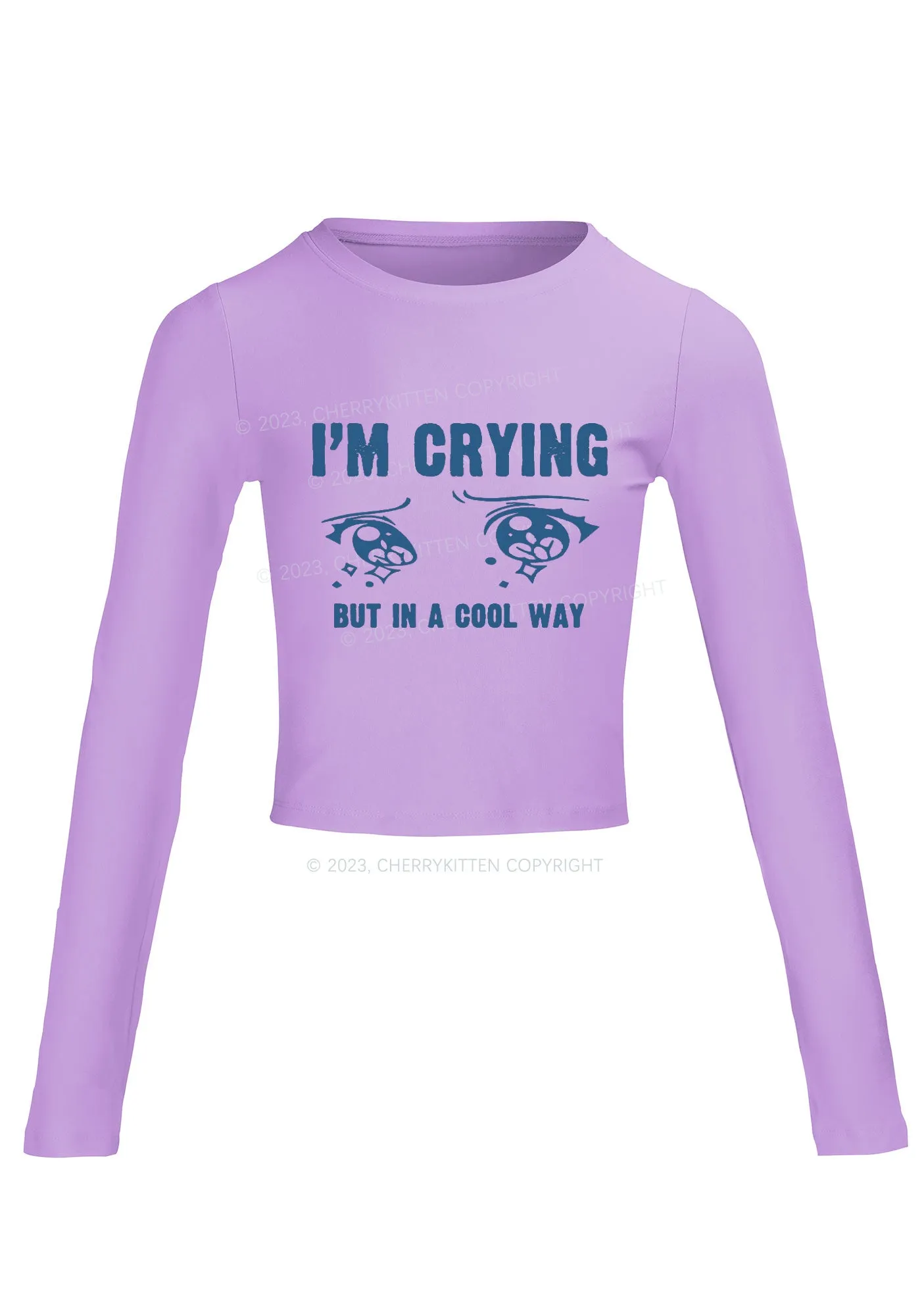 Crying In A Cool Way Long Sleeve Crop Top Cherrykitten