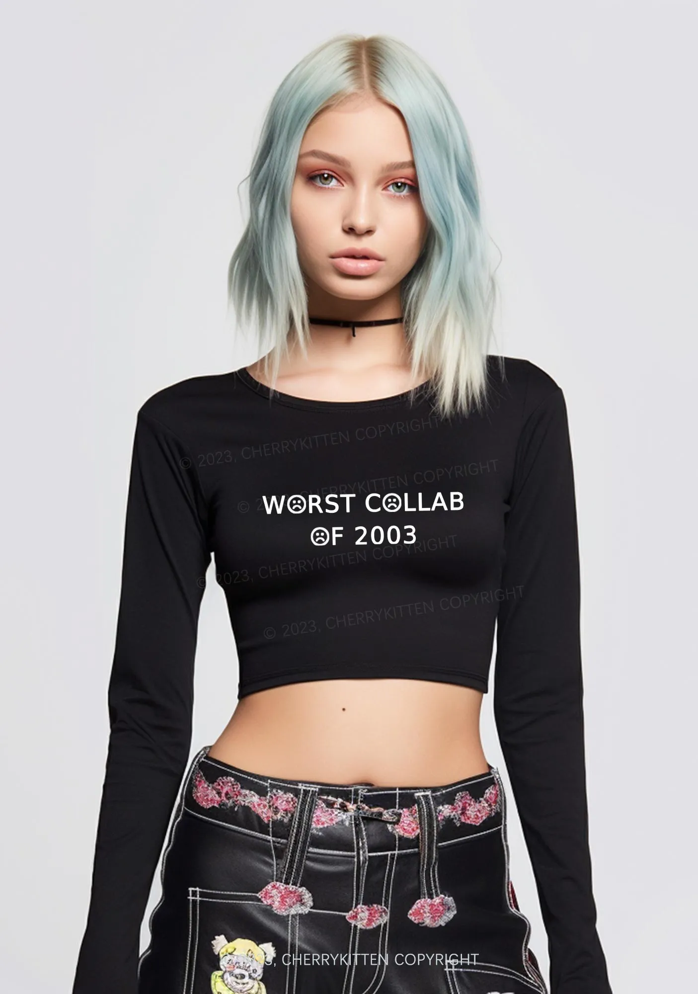 Custom Year Worst Collab Long Sleeve Crop Top Cherrykitten