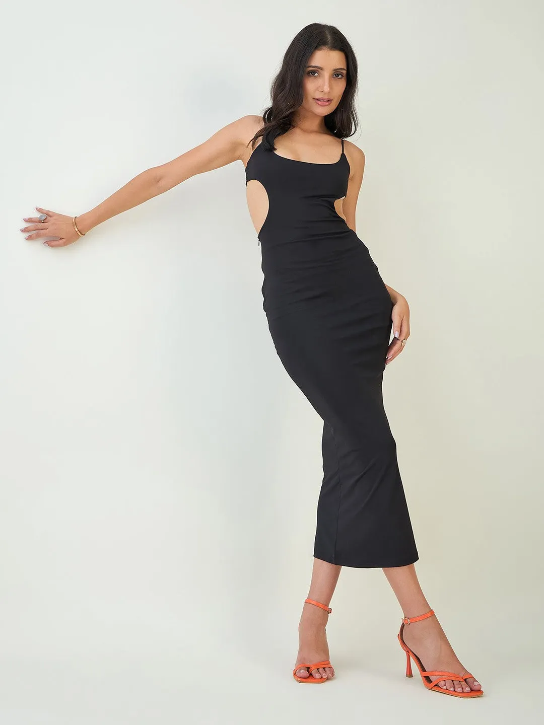 Cut Out Back Bodycon Midi Dress