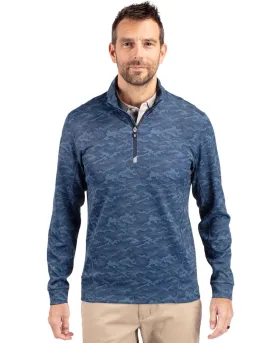 Cutter & Buck Traverse Stretch Camo Print Eco Quarter Zip Pullover Navy Blue