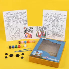 DIY Self Painting Art of India Canvas Kit - Gond Art