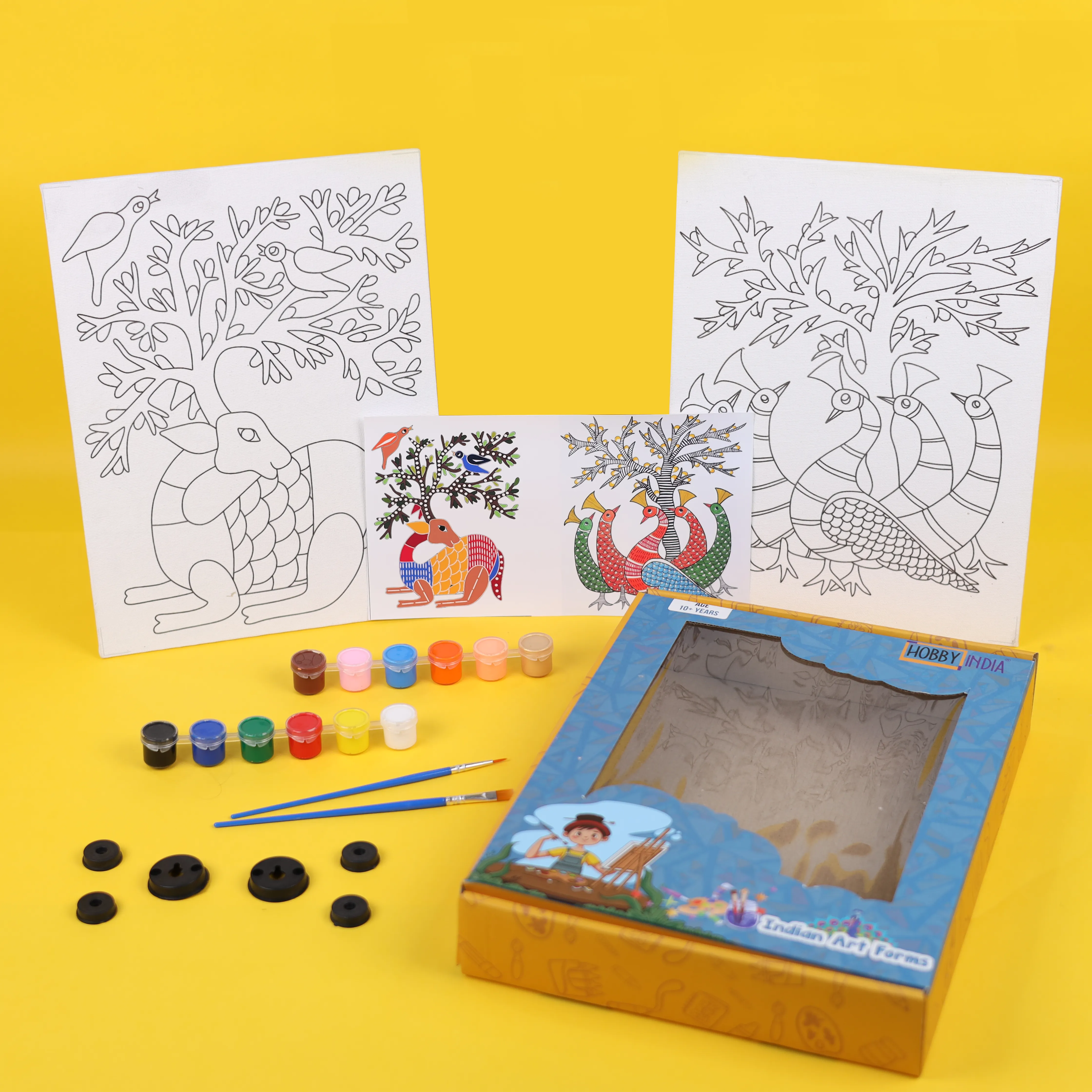 DIY Self Painting Art of India Canvas Kit - Gond Art