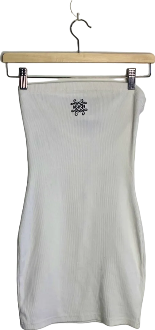 EGO White Ribbed Bodycon Dress UK 6
