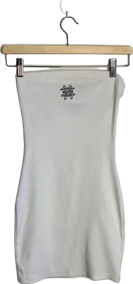 EGO White Ribbed Bodycon Dress UK 6