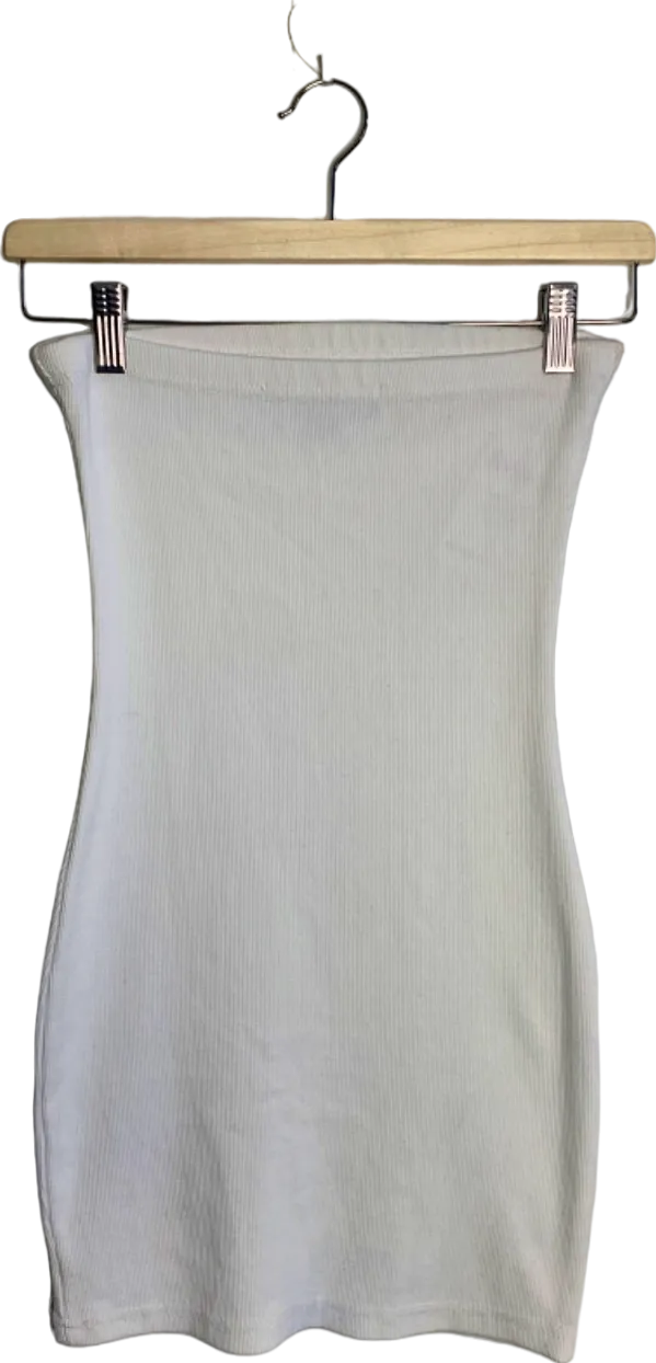 EGO White Ribbed Bodycon Dress UK 6