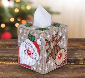 Festive Friends Plastic Canvas Tissue Box Cover