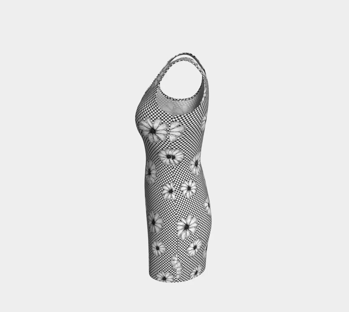 Floral Polka Dot Bodycon Dress