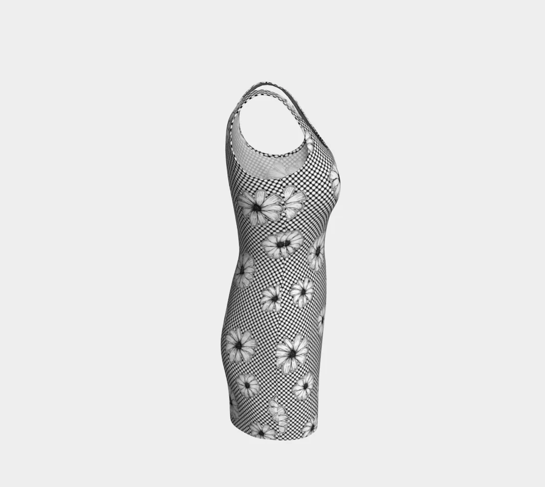 Floral Polka Dot Bodycon Dress