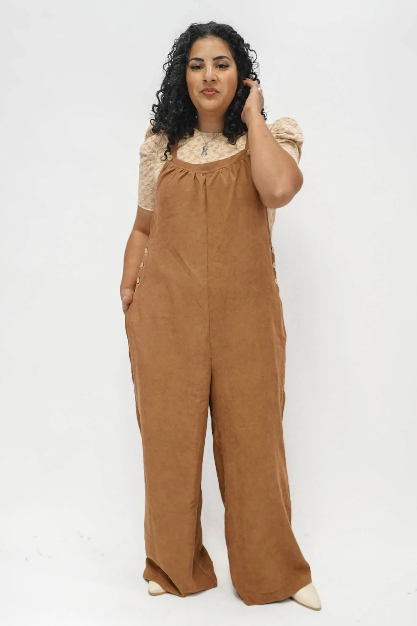 Franco Corduroy Overalls In Camel